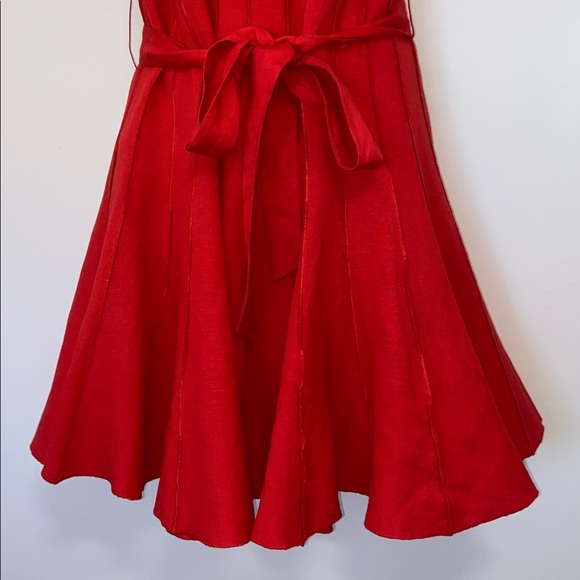 Calvin Klein Dress Red Fit and Flare Matching Belt Nwot 8 - Picture 3 of 7